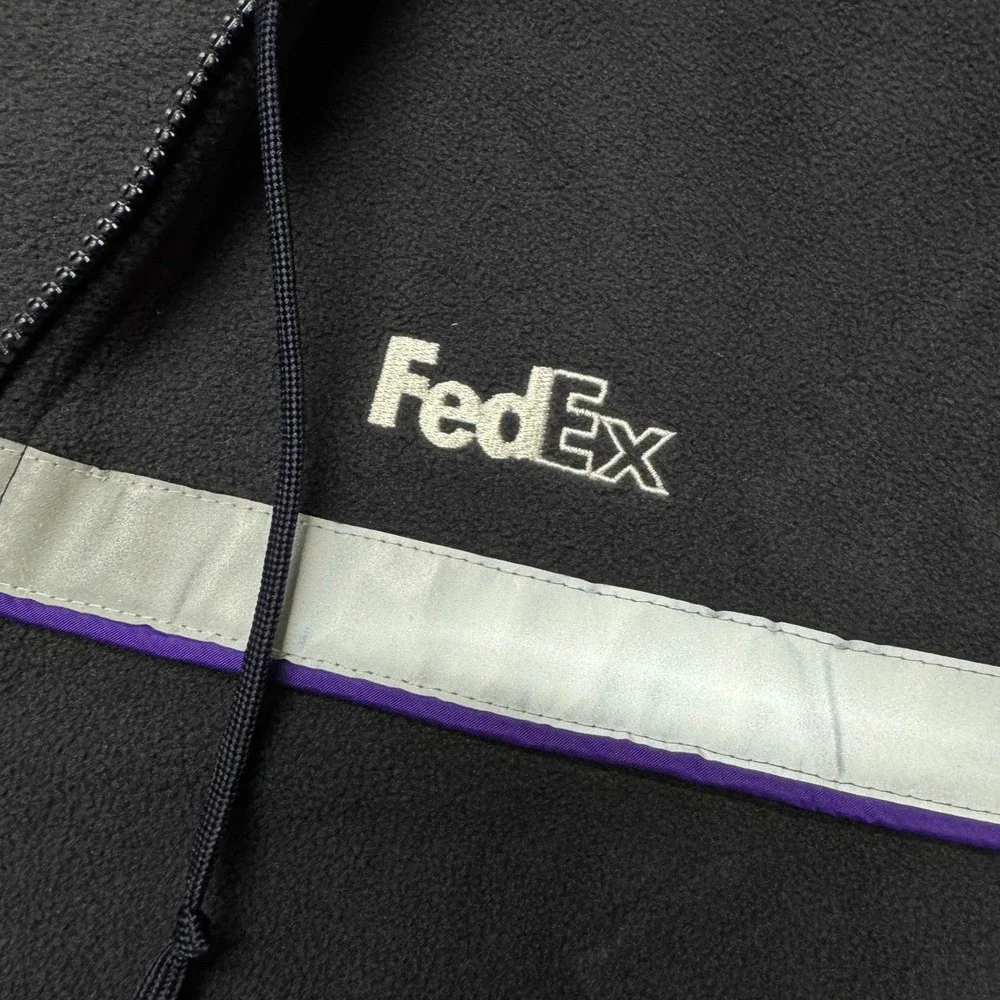 FedEx Jacket Men XL VF Imagewear Hoodie Hooded Sweatshirt Zip Fleece Reflective